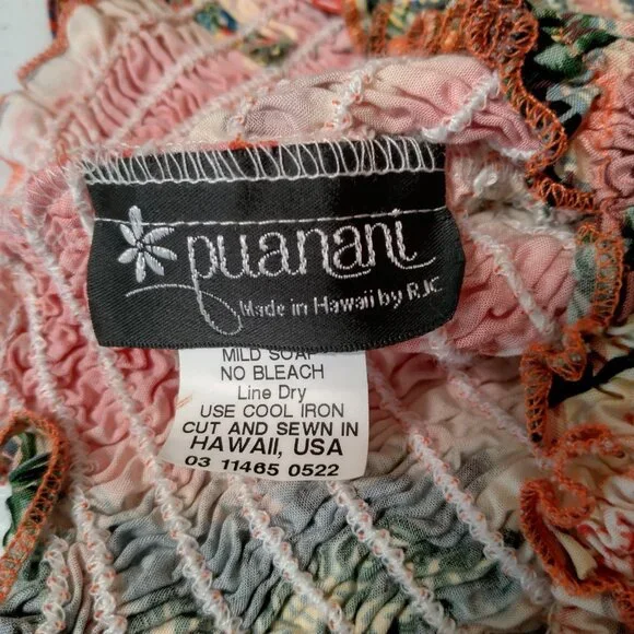 Puanani Hawaiian Dress XS Pink Tropical Aloha Beach Sleeveless Smocked Island - Picture 4 of 15